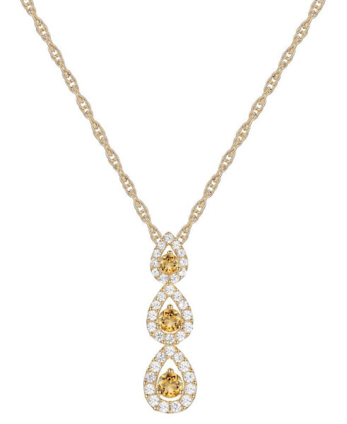 Macy's amethyst (1/5 ct. t.w.) & Diamond (1/4 ct. t.w.) Triple Halo 18" Pendant Necklace in 14k Gold (Also in Garnet, Blue Topaz, Citrine, & Multi-Gemstone)