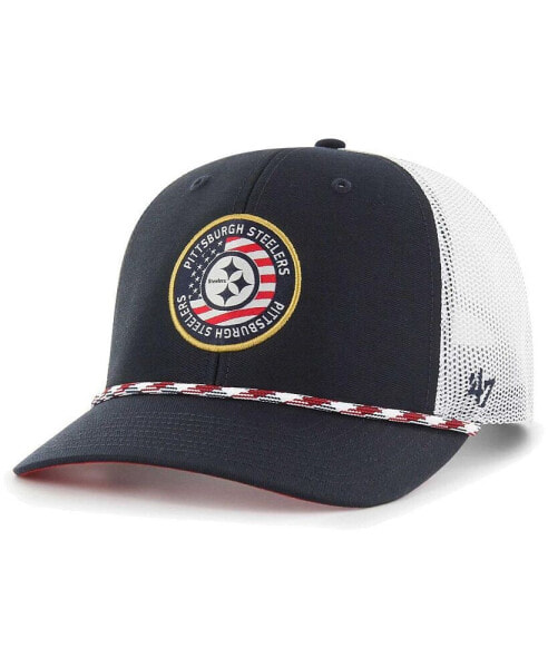 Men's Navy, White Pittsburgh Steelers Union Patch Trucker Adjustable Hat