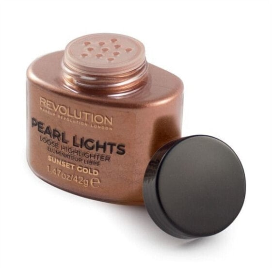 Makeup Revolution Pearl Lights Loose Highlighter Rozświetlacz w pudrze Sunset Gold 25g