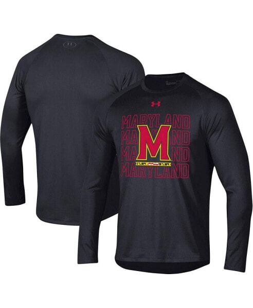 Men's Black Maryland Terrapins 2023 Sideline Tech Raglan Long Sleeve T-shirt