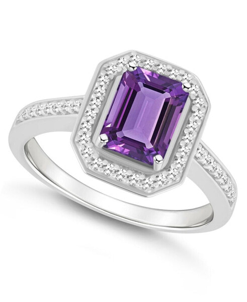 Кольцо Macy's Amethyst and Diamond Halo