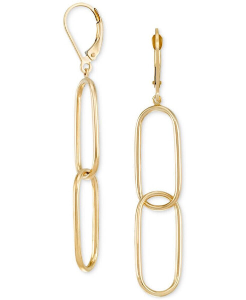 Double Oval Paperclip Drop Earrings in 10k Gold