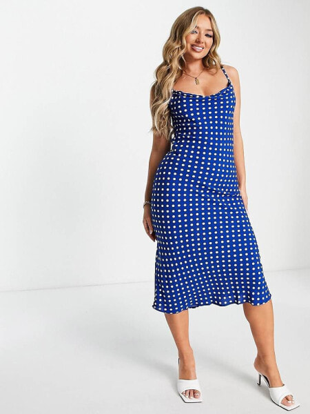 Trendyol cami midi dress in cobalt spot