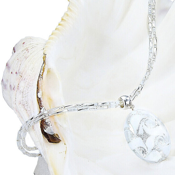Элегантное колье White Lace с жемчугом Lampglas и чистым серебром NP1