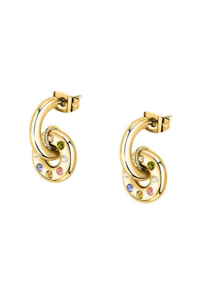 Gold-plated hoop earrings with Bagliori SAVO07 crystals