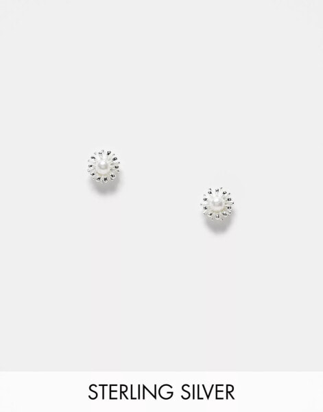 Kingsley Ryan pearl flower stud earrings in sterling silver