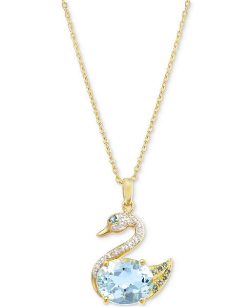 Multi-Topaz Swan 18" Pendant Necklace (4-1/4 ct. t.w.) in 14k Gold-Plated Sterling Silver