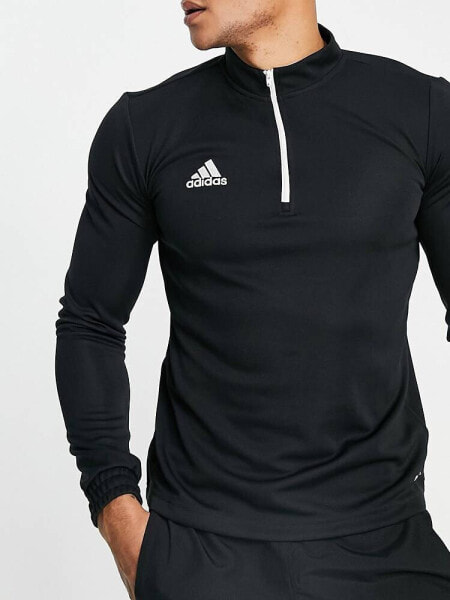 adidas – Football Entrada 22 – Sweatshirt in Schwarz mit kurzem Reißverschluss