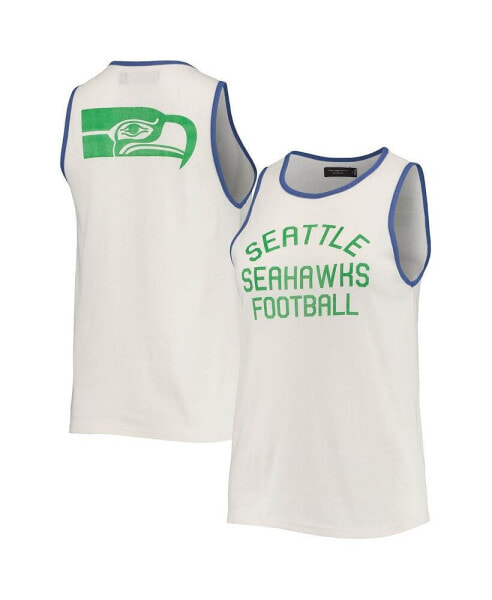 Women's White and Royal Seattle Seahawks Throwback Pop Binding Scoop Neck Tank Top