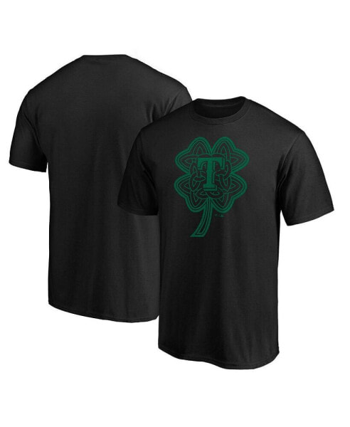 Men's Black Texas Rangers St. Patrick's Day Celtic Charm T-shirt