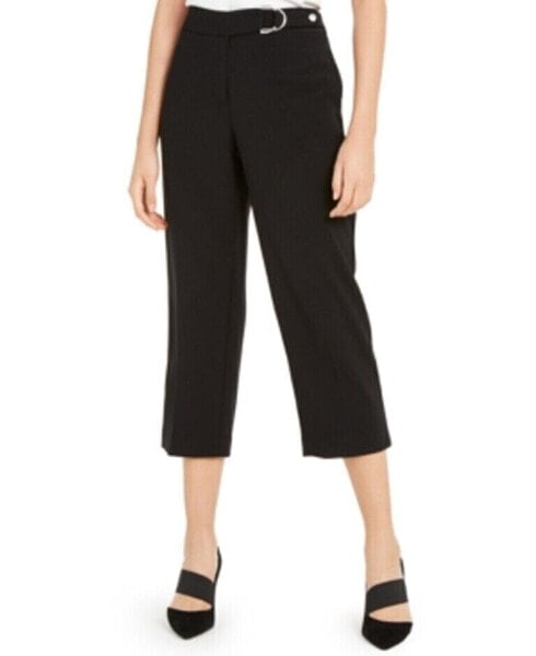 Alfani Buckle Women's Waist Cropped Pants Black 12