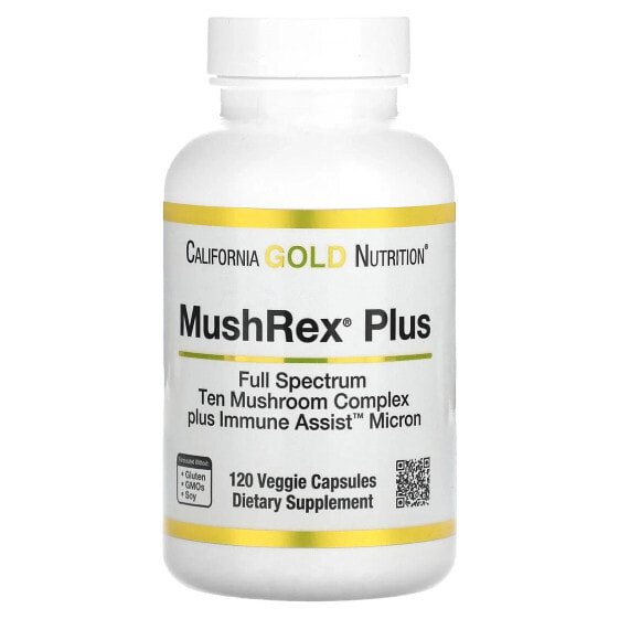 Fungiology, MushRex Plus, Full-Spectrum Mushroom Complex, Certified Organic, Immune Assist™ Micron, 120 Plantcaps