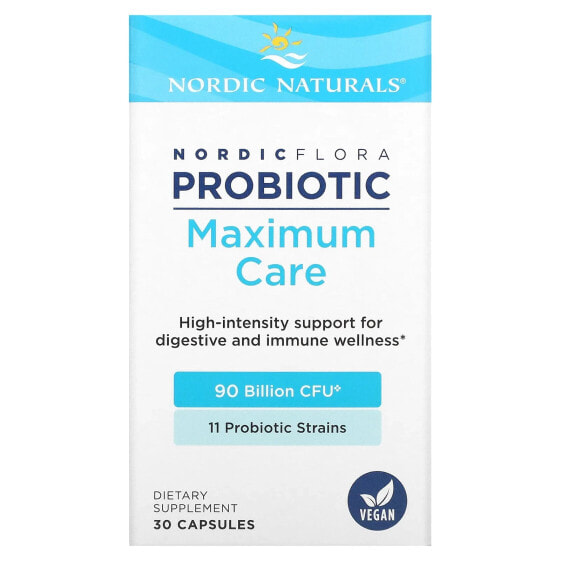 Nordic Flora Probiotic, Maximum Care, 90 Billion CFU, 30 Capsules