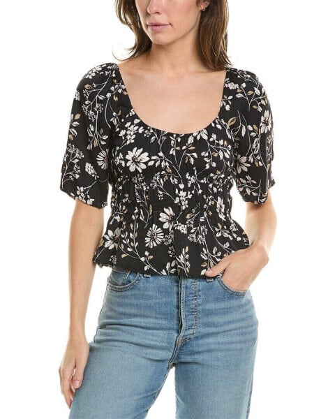 Saltwater Luxe Smocked Top Women's Black Xs