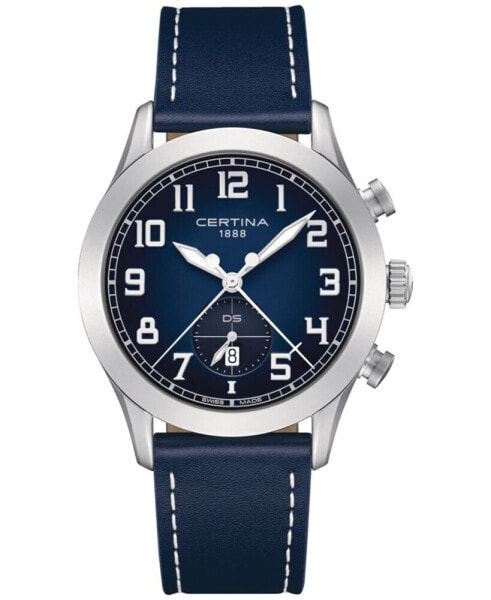 Men's Swiss Chronograph DS Pilot Blue Strap Watch 43mm