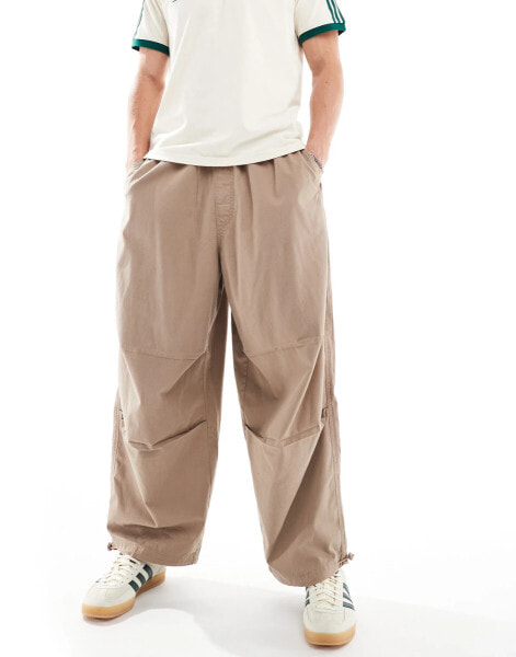 ASOS DESIGN oversized balloon parachute trouser in washed sand