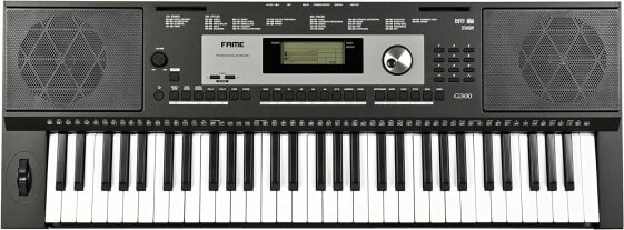 Fame G-400 Keyboard, E-Piano mit 128-facher Polyphonie, 61 Tasten, 240 Styles, 653 Sounds, anschlagdynamischer Klaviatur, Lautsprechern und Hammermechanik, Schwarz