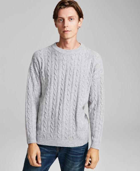 Men's Regular-Fit Cable-Knit Crewneck Sweater, Created for Macy's