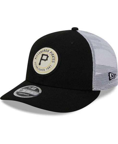 Men's Black Pittsburgh Pirates Circle Trucker Low Profile 9FIFTY Snapback Hat
