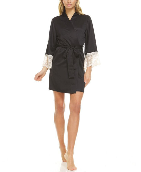 Kit Heart Lace Matte Charmeuse Wrap Robe