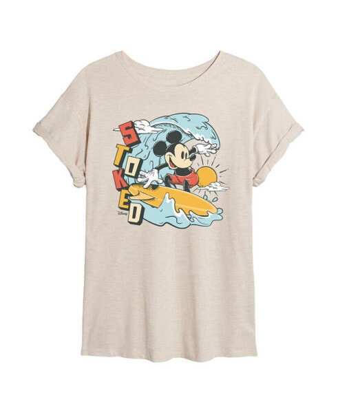 Hybrid Apparel Trendy Juniors Mickey Mouse Surf Graphic Oversized Tee