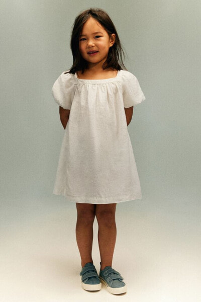 Детское платье из льна с воздушным орнаментом H&M Balon Kollu