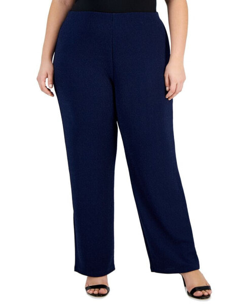 Plus Size New Shine Knit Dressing Pants, Created for Macy's