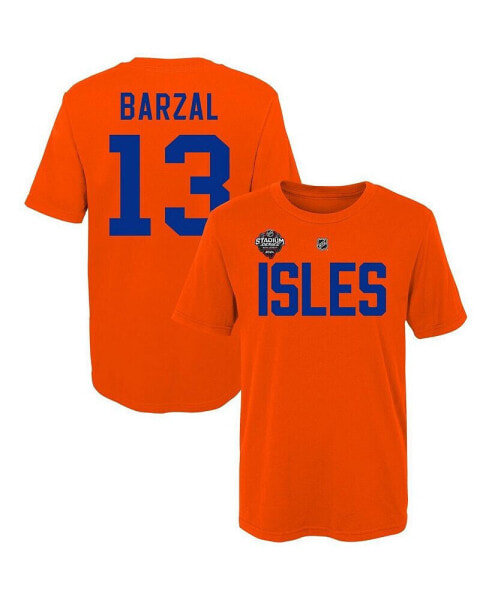 Big Boys Mathew Barzal Orange New York Islanders 2024 NHL Stadium Series Name and Number T-shirt