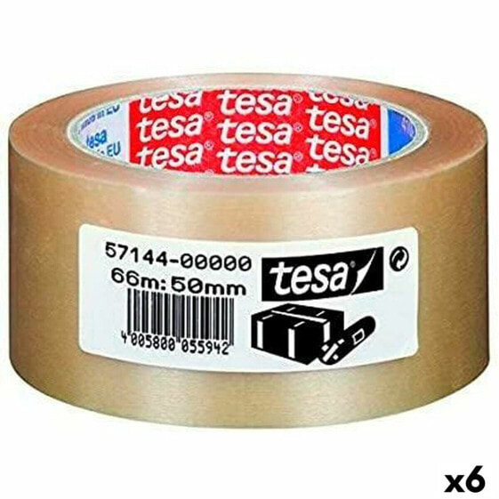 Лента клейкая для упаковки TESA Сверхпрочная Прозрачная PVC 50 мм х 66 м (6 штук)