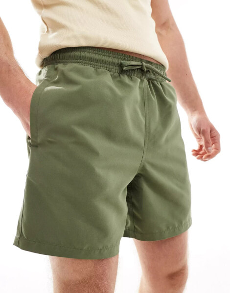 Chelsea Peers garment wash beach swim short in khaki