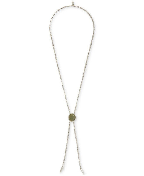 Silver-Tone Gemstone 32-3/4" Adjustable Lariat Necklace