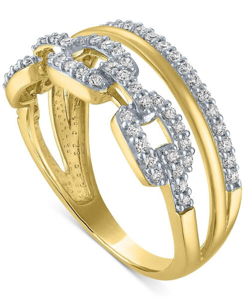 Diamond Double Row Chain Link Statement Ring (3/8 ct. t.w.) in 14k Gold-Plated Sterling Silver
