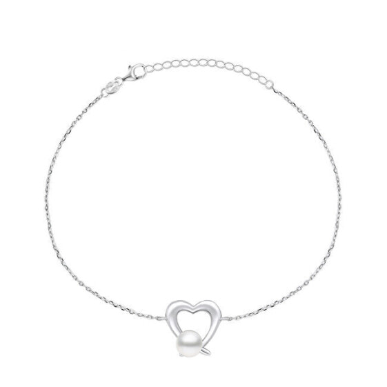Elegant silver bracelet with genuine pearl BRC28W