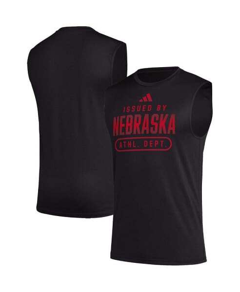 Men's Black Nebraska Huskers Sideline AEROREADY Pregame Tank Top