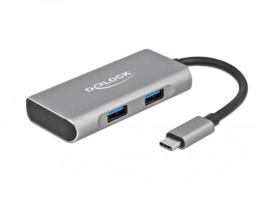 Кабель USB 3.2 Gen 2 (3.1 Gen 2) Type-C - USB 3.2 Gen 2 (3.1 Gen 2) Type-A - USB 3.2 Gen 2 (3.1 Gen 2) Type-C, Delock 63260, 10000 Mbit/s, серый, алюминий, 0,12 м.