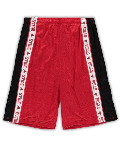 Men's Red and Black Chicago Bulls Big and Tall Tape Mesh Shorts