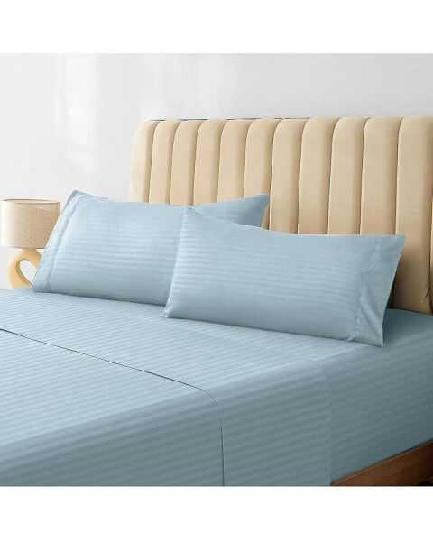 Full 6 PC Striped Rayon From Bamboo Solid Performance Sheet Set