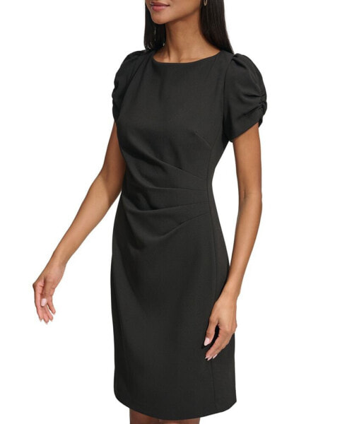 Women's Puff-Sleeve Side-Pleated Dress