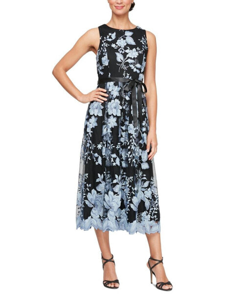 Women's Floral-Embroidered Midi Dress