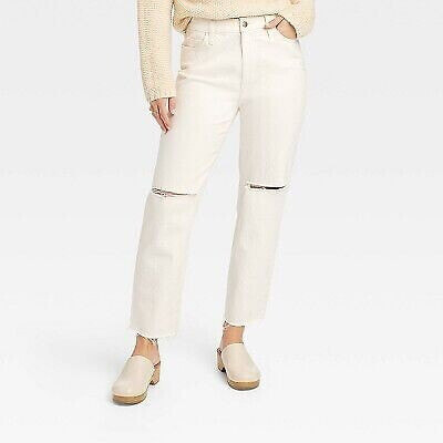 Women's Super-High Rise Curvy Vintage Straight Jeans - Universal Thread White 14