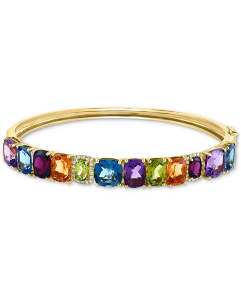 EFFY® Multi-Gemstone (18-7/8 ct. t.w.) & Diamond (1/6 ct. t.w.) Bangle Bracelet in 14k Gold