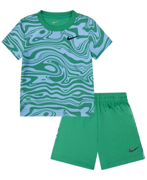 Little Boys Paint Dri-FIT T-shirt and Shorts, 2 Piece Set