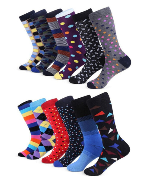 Men's Sensational Fun Dress Socks 12 Pack