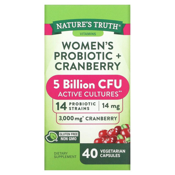 Женские пробиотики с клюквой, 40 вегетарианских капсул Nature's Truth