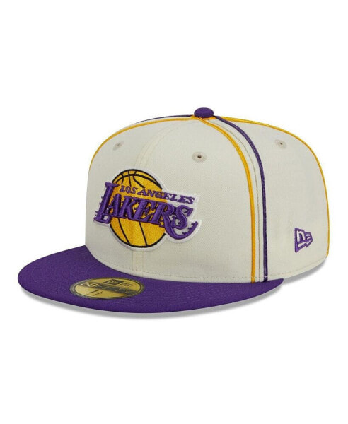 Men's Cream, Purple Los Angeles Lakers Piping 2-Tone 59FIFTY Fitted Hat