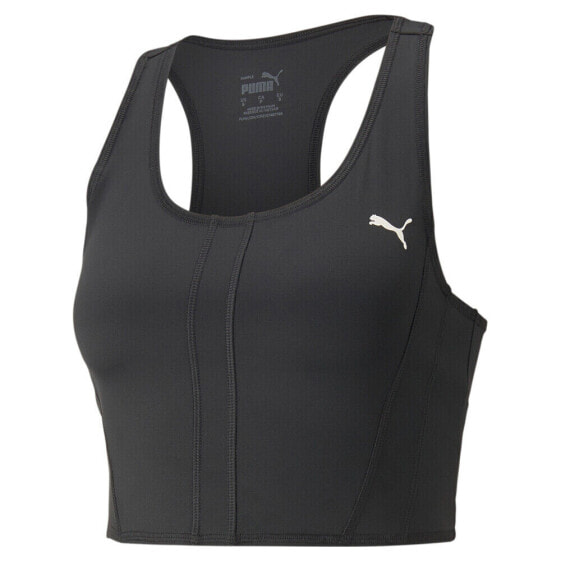 Puma Oa X Running Scoop Neck Athletic Crop Top Womens Black Casual Tops 52355501