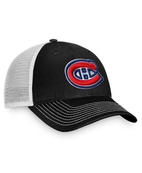 Men's Black, White Montreal Canadiens Slouch Core Primary Trucker Snapback Hat