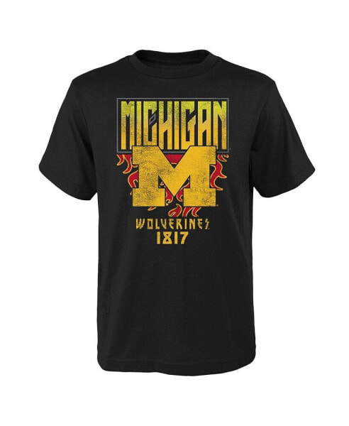 Big Boys Black Distressed Michigan Wolverines The Legend T-shirt