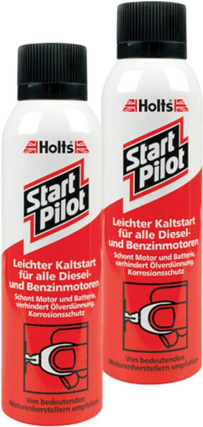 Holts 2 x Cold Starter Aid Start Pilot Jump Starter Cold Start Spray Can Diesel Engine Petrol Engine Motor Accessories Engine Spray Corrosion Protection Engine Gentle Battery 200 ml 101129