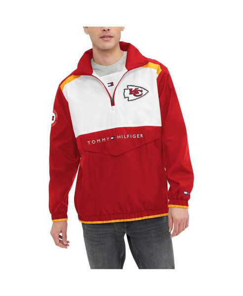 Men's Red, White Kansas City Chiefs Carter Half-Zip Hooded Jacket